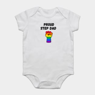 Proud Step Dad Rainbow Pride T Shirt Design T-Shirt Baby Bodysuit